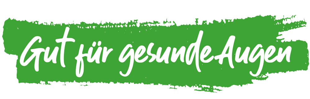 grüner unterlegter Schriftzug Gut für gesunde Augen