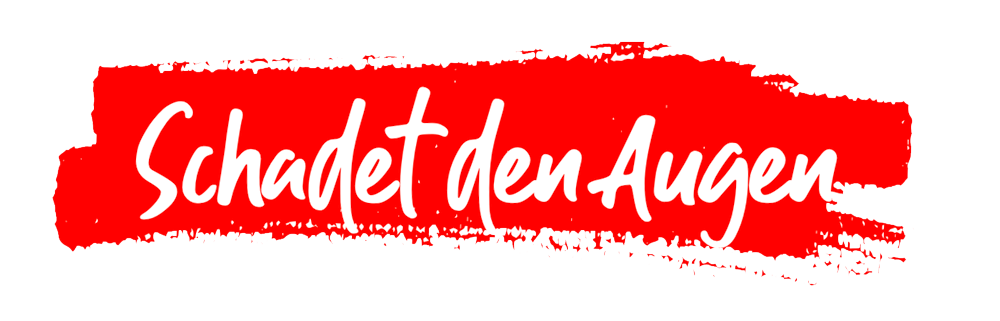 Rot hinterlegter Schriftzug Schadet den Augen